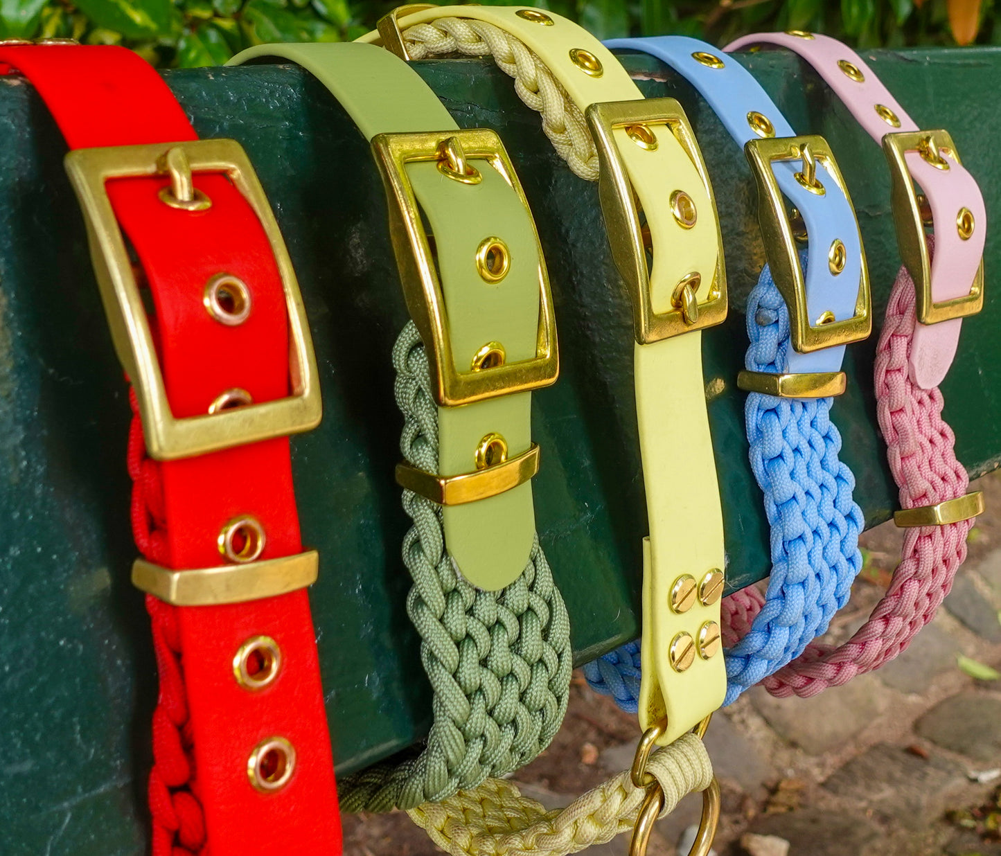 dog collar waterproof handmade in biothane and braided paracorde, colliers pour chien 